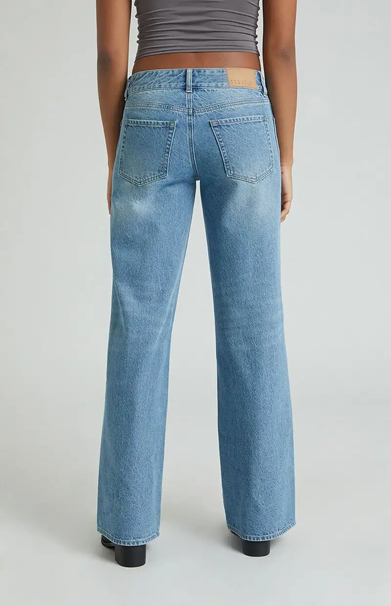 PacSun Medium Indigo Double Button Low Rise Baggy Jeans