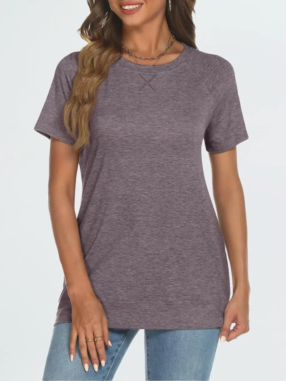 AUTOMET T Shirts Short Sleeve Crewneck Tees for Women Trendy Lightweight Soft Casual Summer Tops Clothes 2024