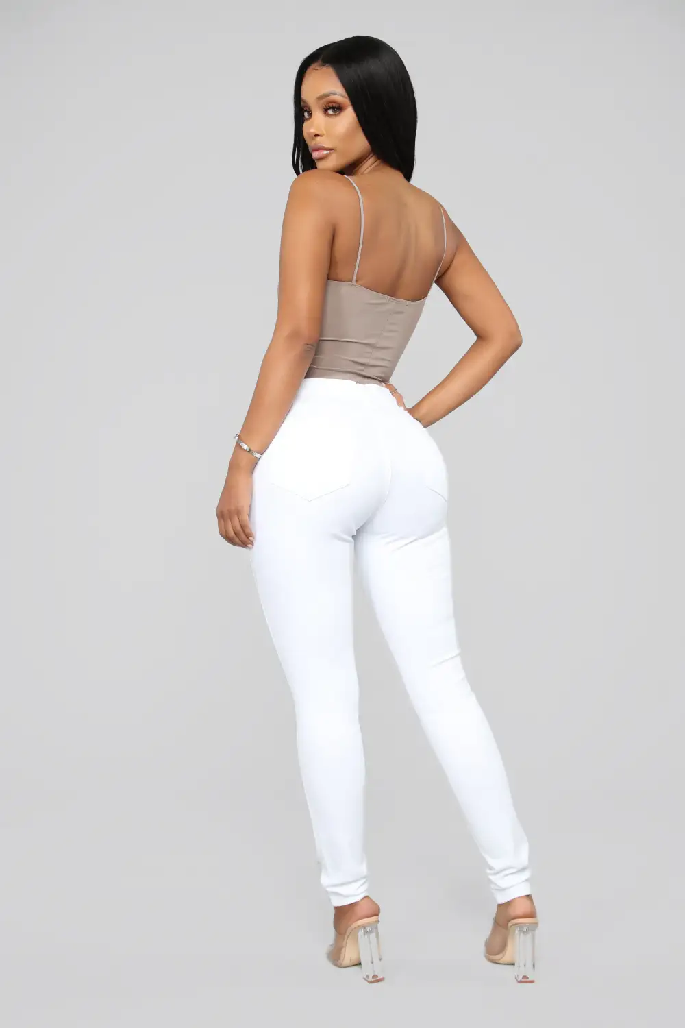 Classic Mid Rise Skinny Jeans - White