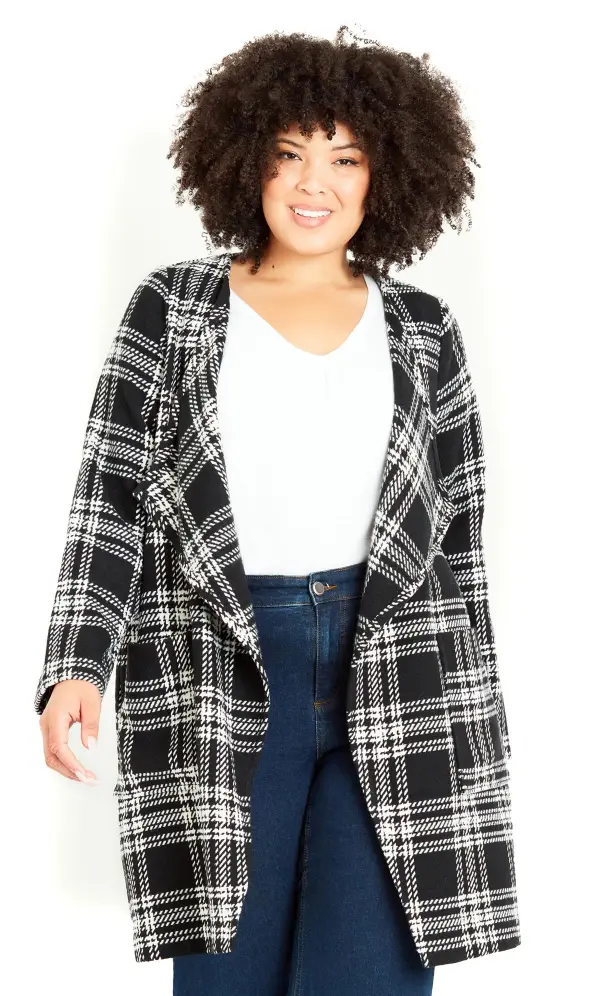 Evans Black Checked Waterfall Jacket