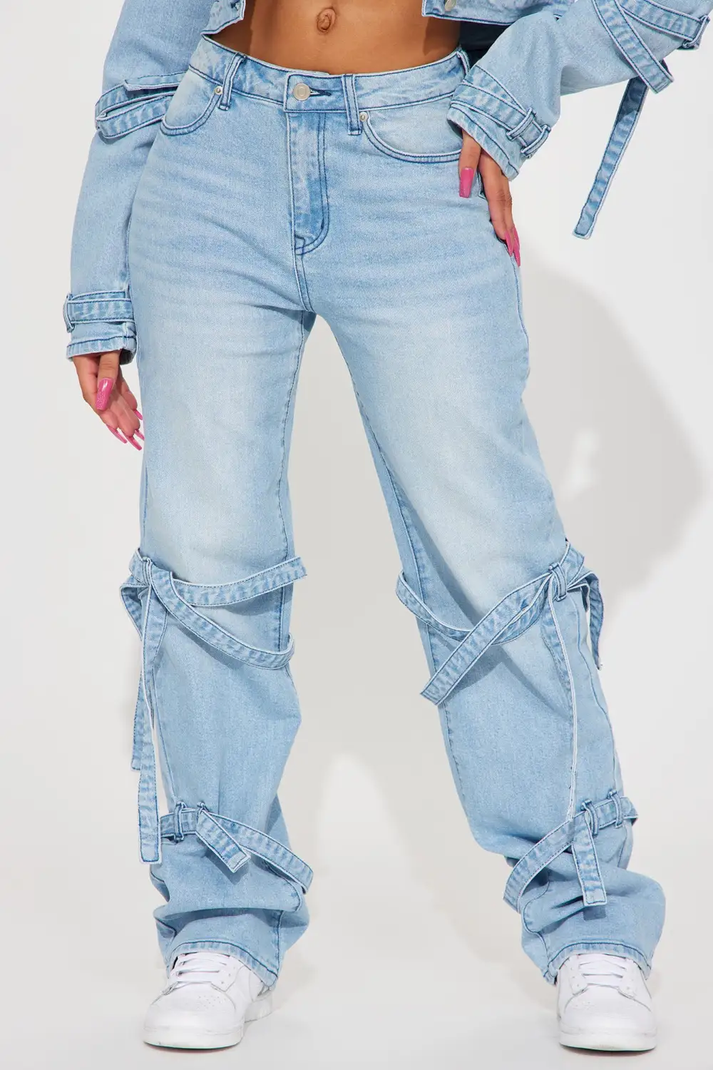 All Tied Up Stretch Straight Leg Jeans - Light Wash
