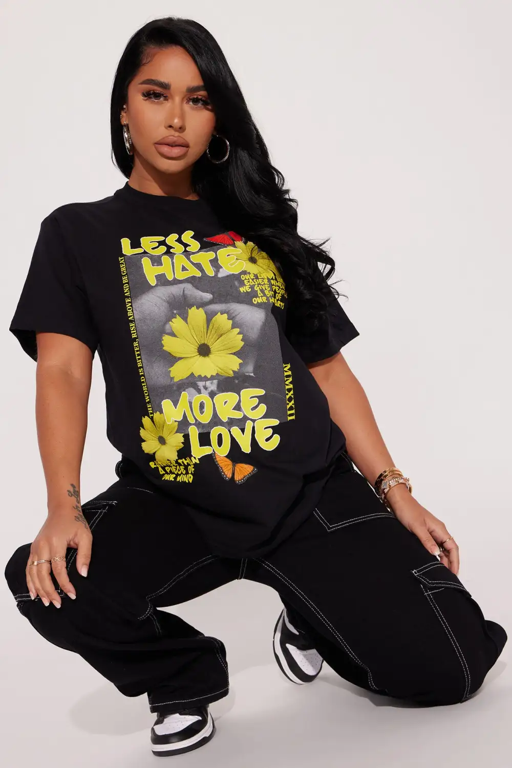 Less Haters More Love Graphic Tshirt - Black