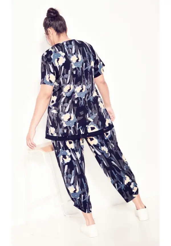 Mesh Contrast Print Tunic