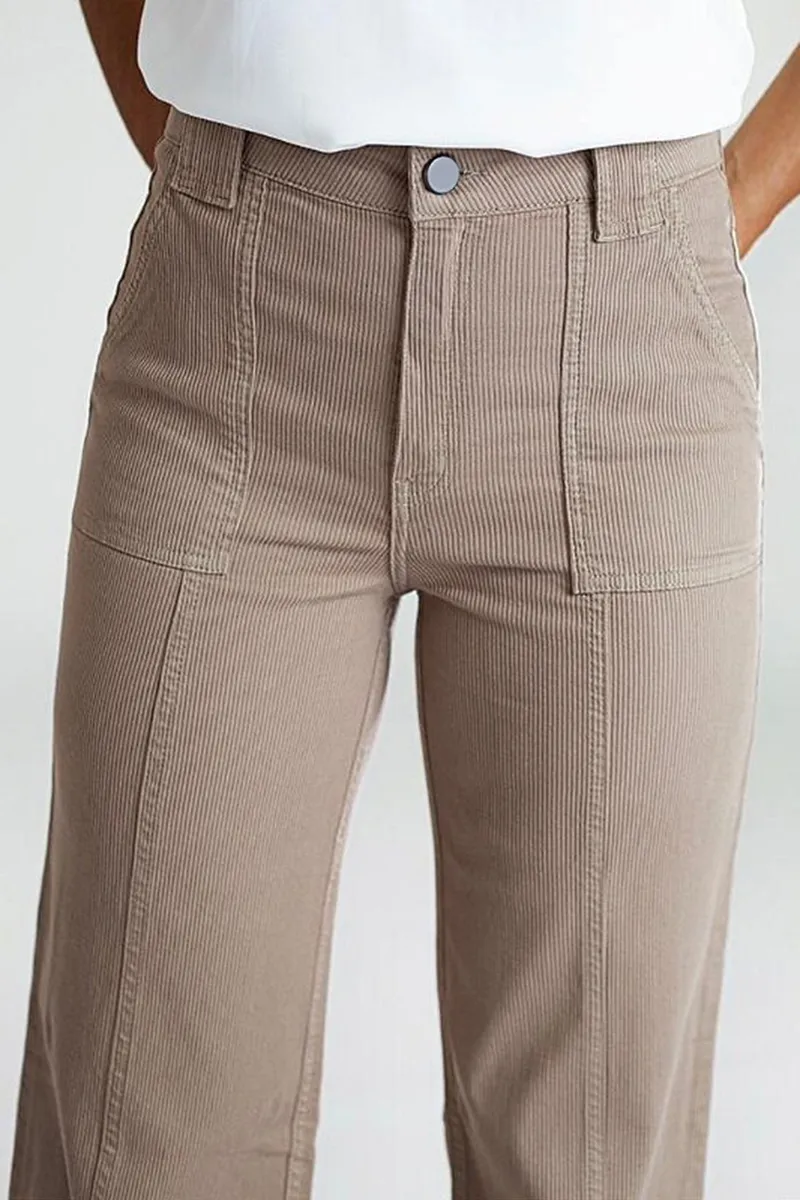 Solid Seam Front Slant Pocket Pants