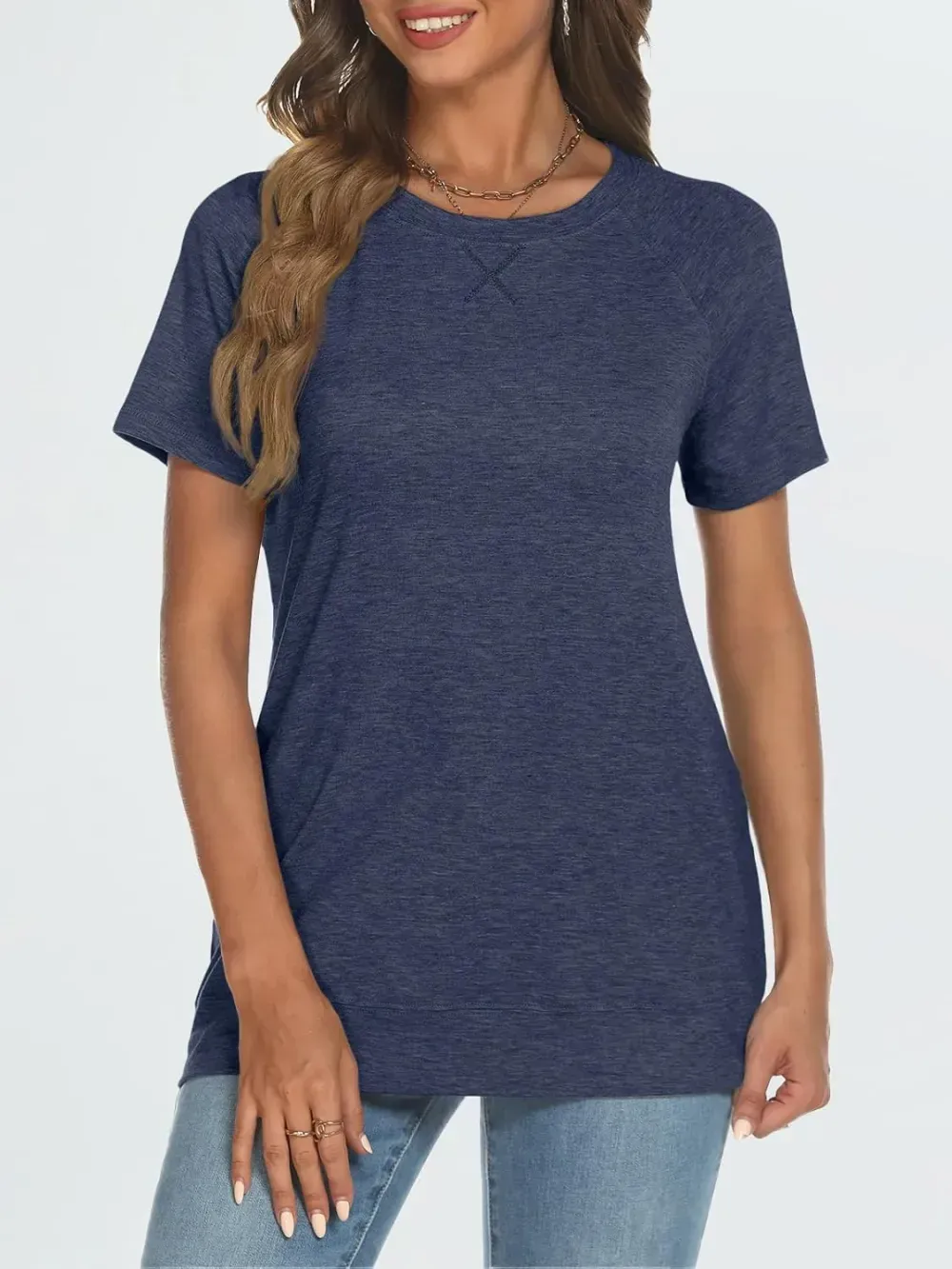 AUTOMET T Shirts Short Sleeve Crewneck Tees for Women Trendy Lightweight Soft Casual Summer Tops Clothes 2024