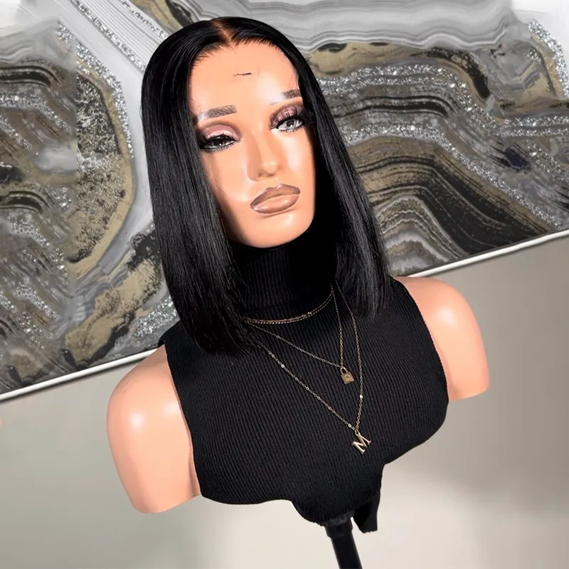 Affordable #1 Jet Black Human Hair Bob Wigs Straight Short Bob Wigs For Women