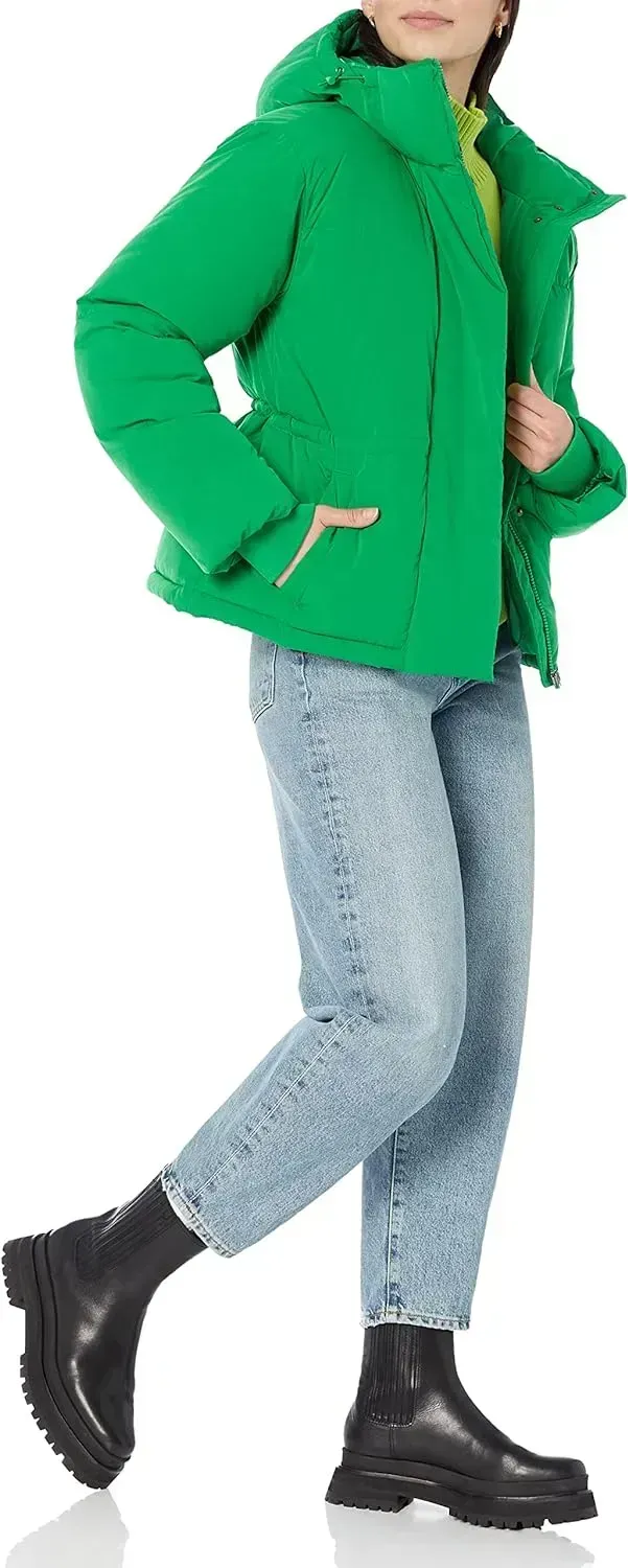 Women's Short Waisted Puffer Jacket (Available in Plus Size)
