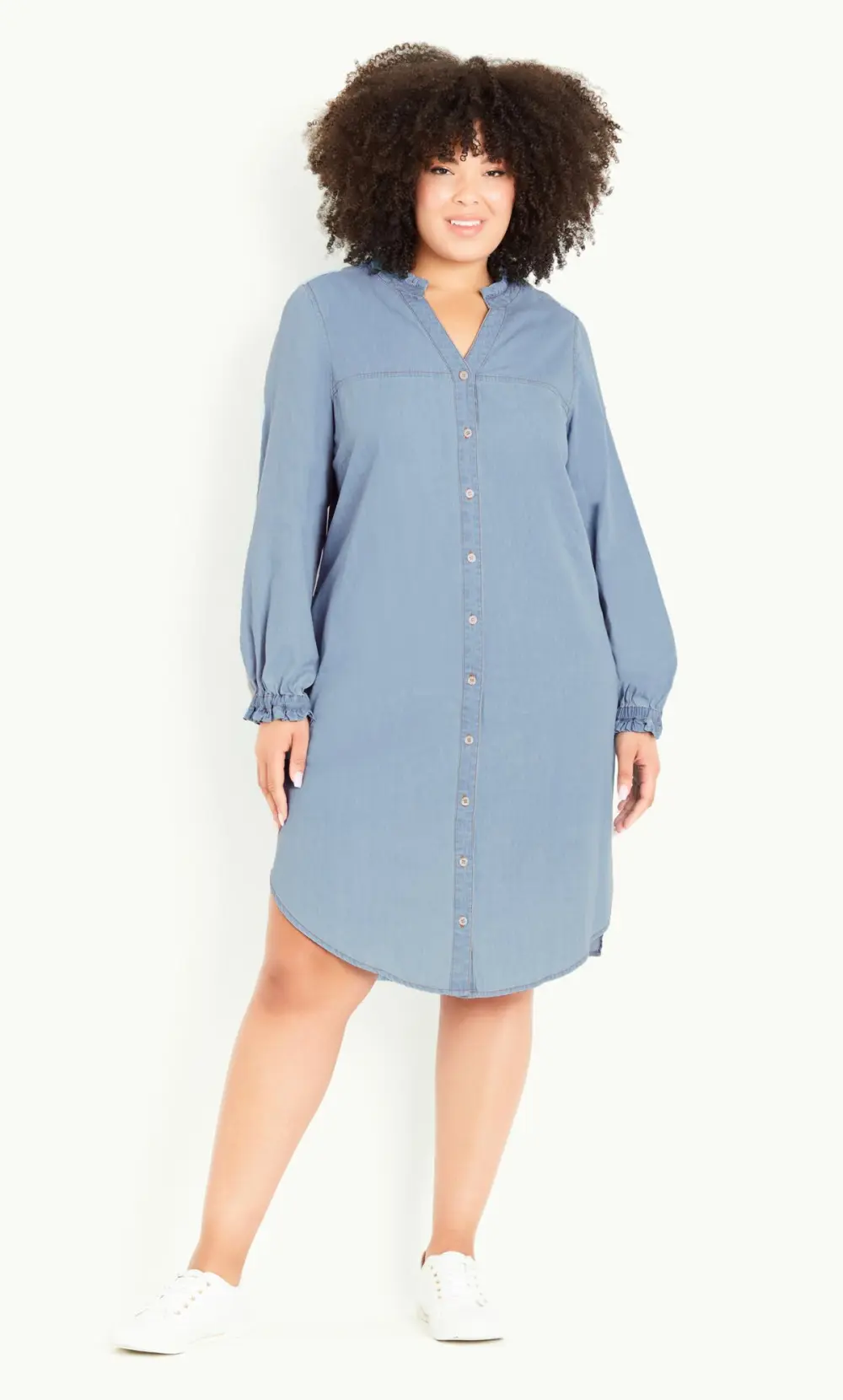 Evans Mid Blue Denim Shirt Dress