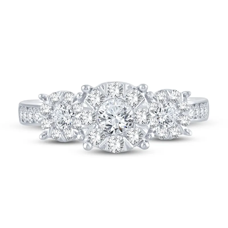 3-Stone Diamond Engagement Ring 1 ct tw Round-cut 14K White Gold