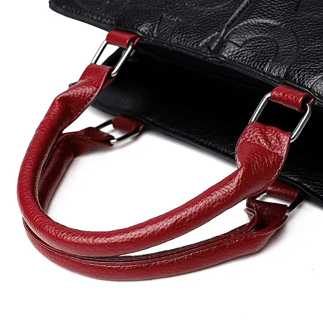 Women's Handbag Shoulder Bag PU Leather Outdoor Daily Large Capacity Waterproof Durable Letter Black / Red Black & Yellow