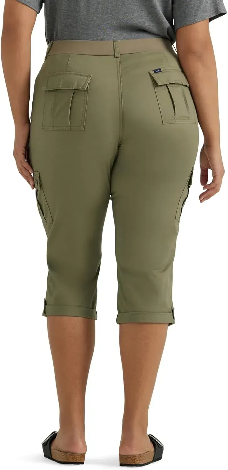 Lee Women's Plus Size Ultra Lux Comfort with Flex-to-go Cargo Capri Pant