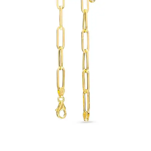 Hollow Paperclip Necklace 10K Yellow Gold 18