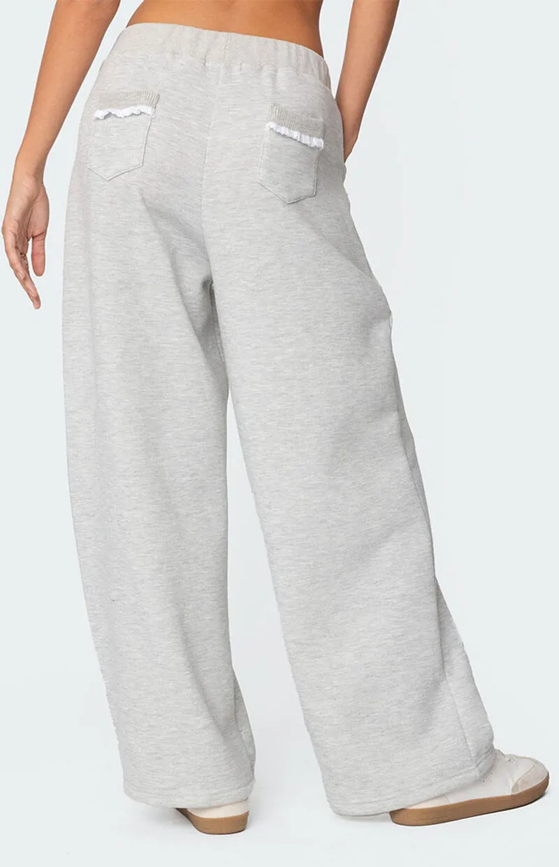 Edikted Ashtin Ruffle Trim Sweatpants