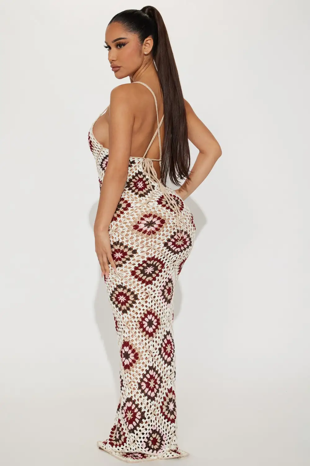 Amalfi Coast Crochet Maxi Dress - Cream/combo