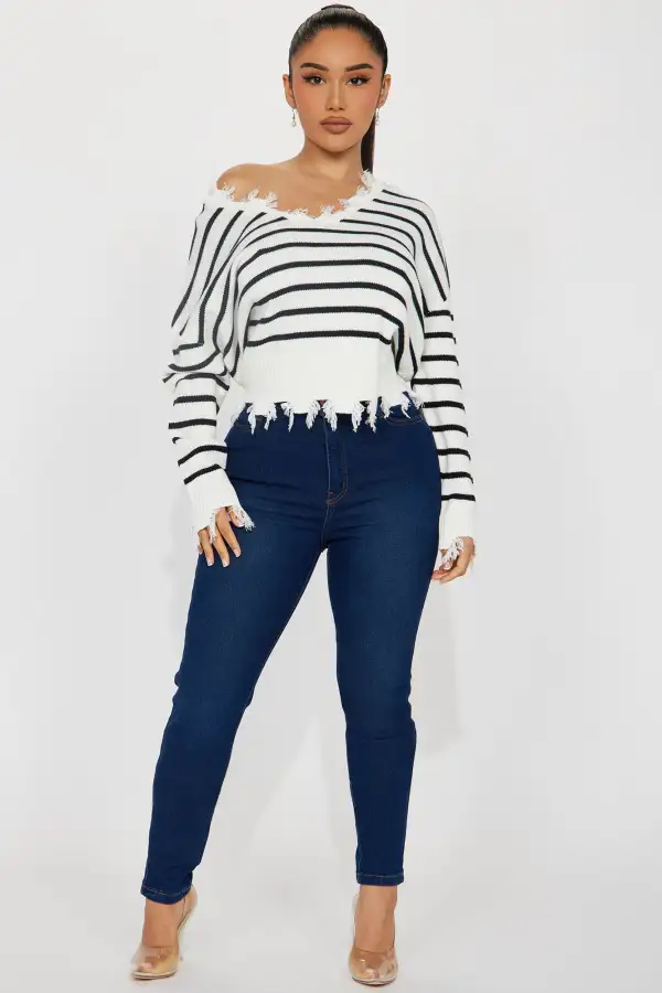 Crushin' It Striped Sweater - Ivory/combo