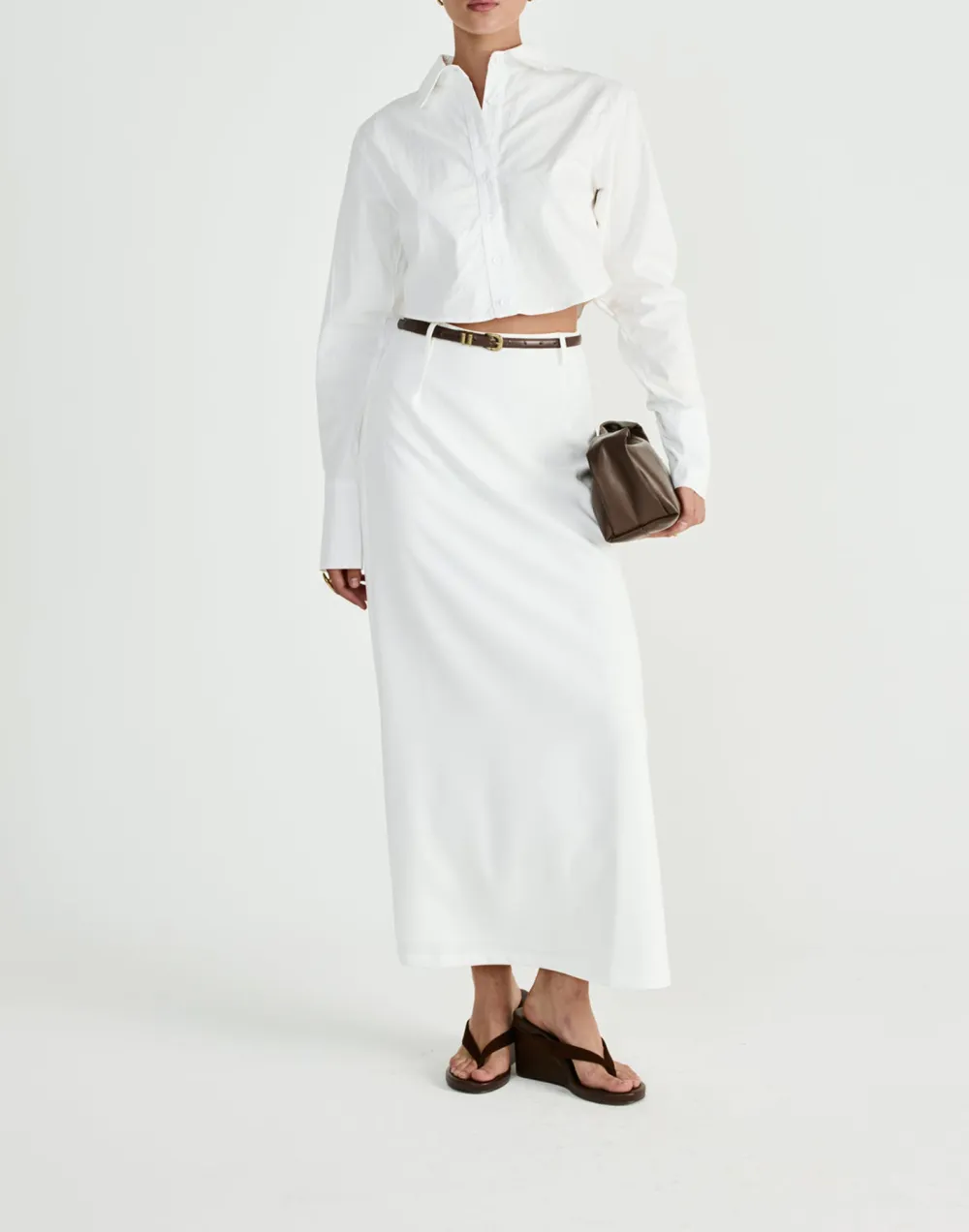 Casual Simple Cropped Shirt Top