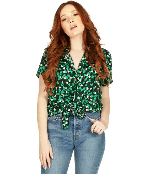 Women's Clover Floral Button Down Shirt