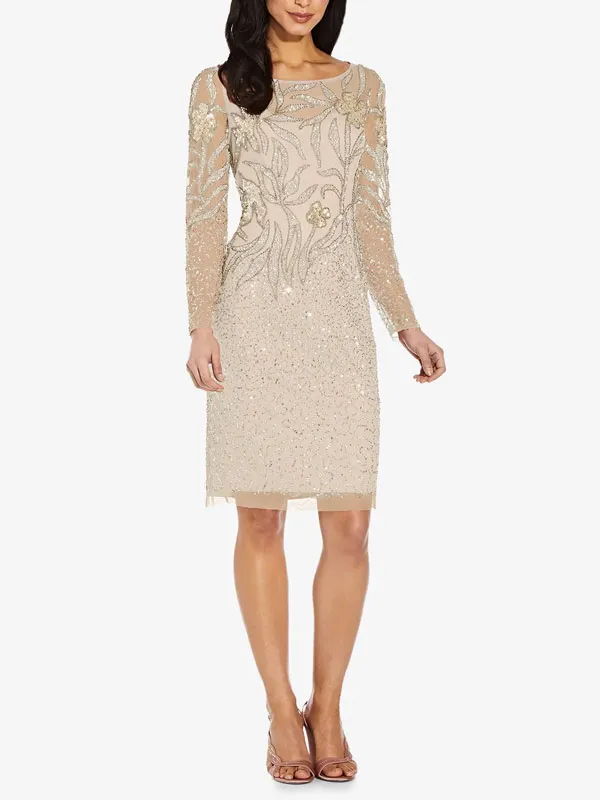 sequined lace minimalist reception women's dress
