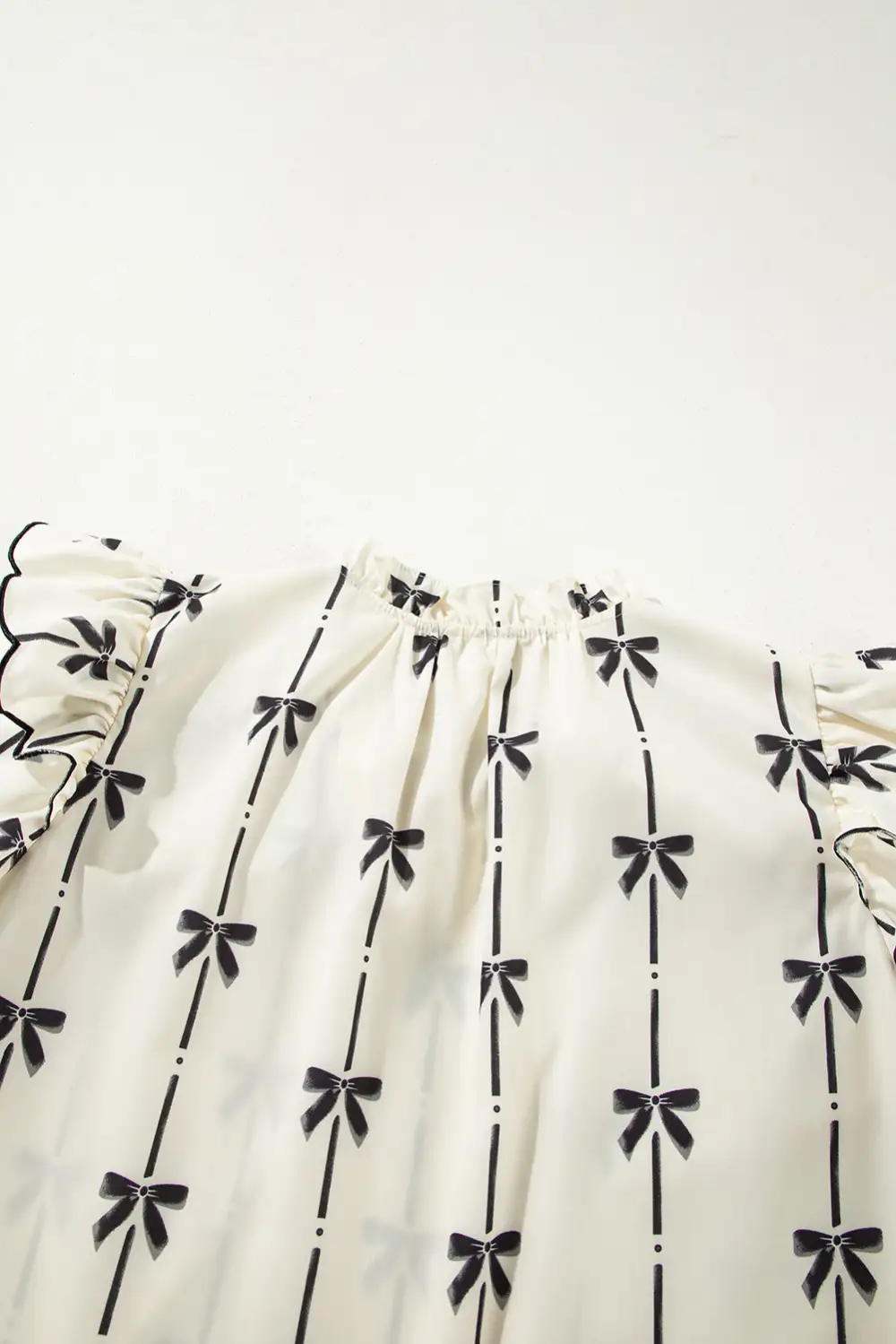 Everyday Striped Ruffled Bow Detail Blouse