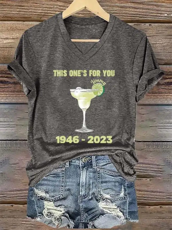 V-Neck Retro This One's For You Jimmy 1946-2023 Print T-Shirt