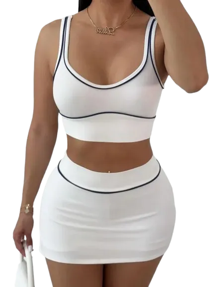 Two-piece Set Women's  Crop Tank Top & Skirt