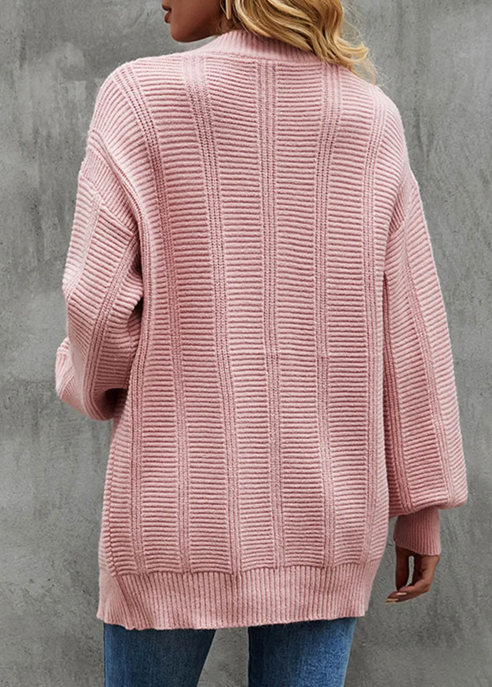 Light Pink Button Long Sleeve Cardigan