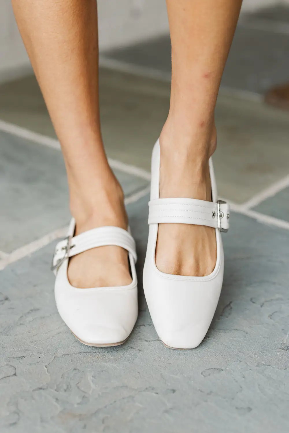 Make The Call Bone White Mary Jane Flats