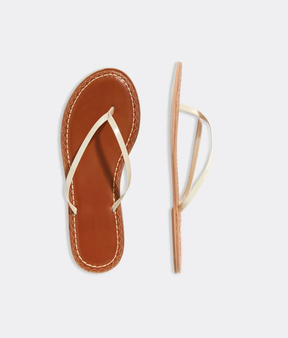 Skinny Strap Patent Leather Flip Flops