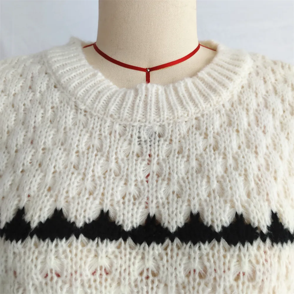 Loose Rough Needle Twisted Striped Sweater