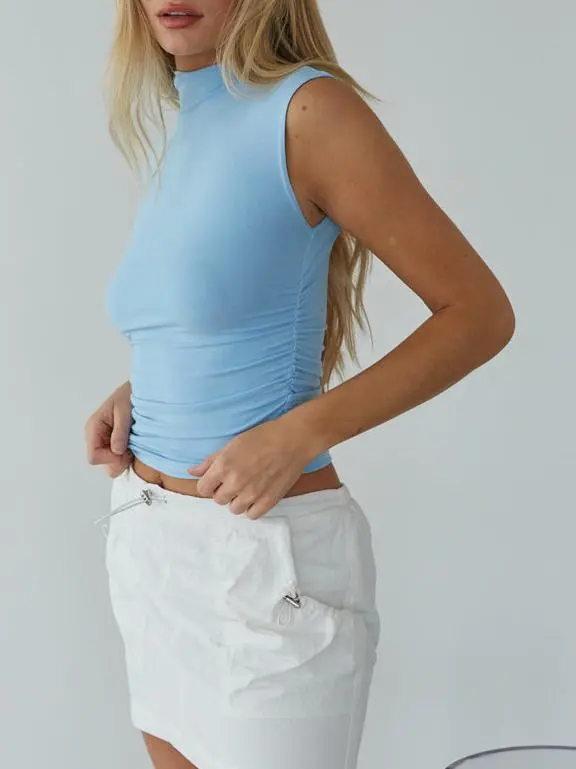 Taylor Ruched High Neck Tank Top
