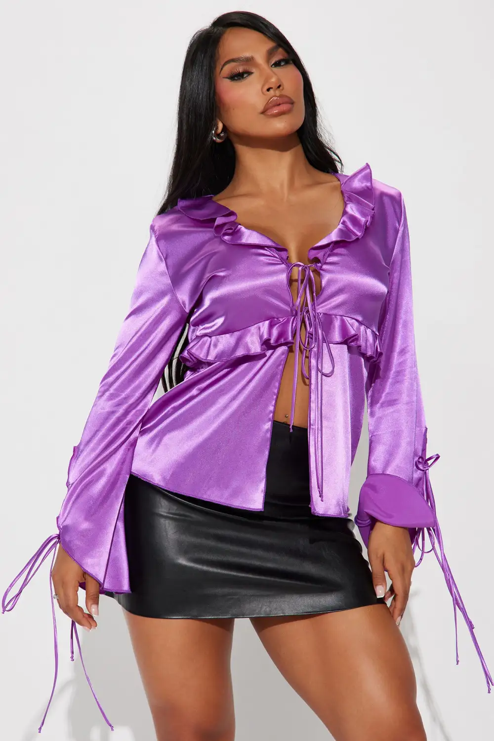 Sweet Attitudes Satin Top - Purple