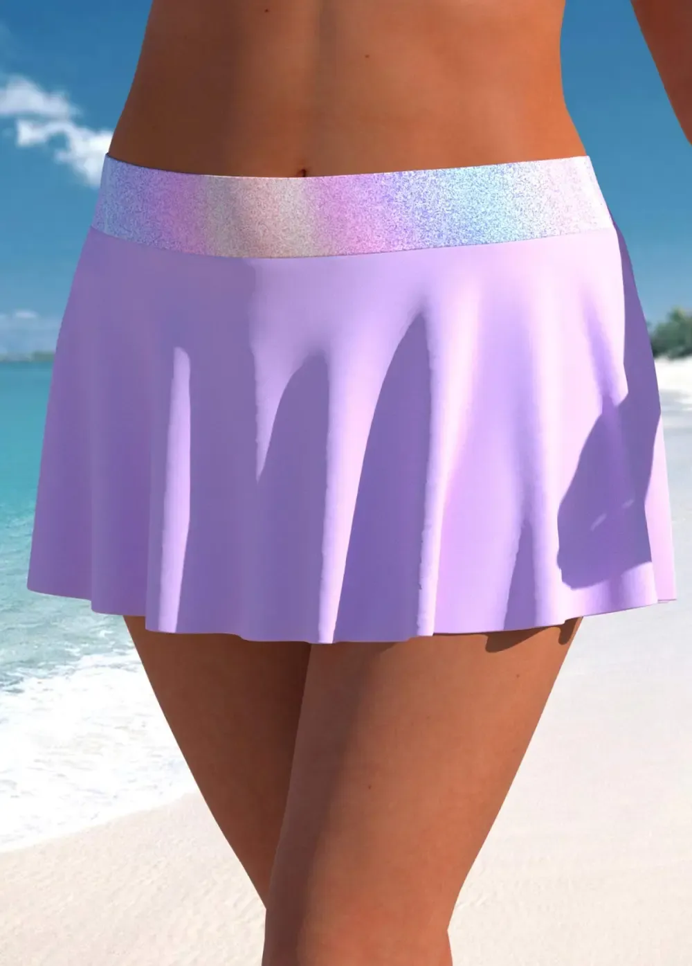 Drawstring Geometric Print Dusty Blue Tankini Top