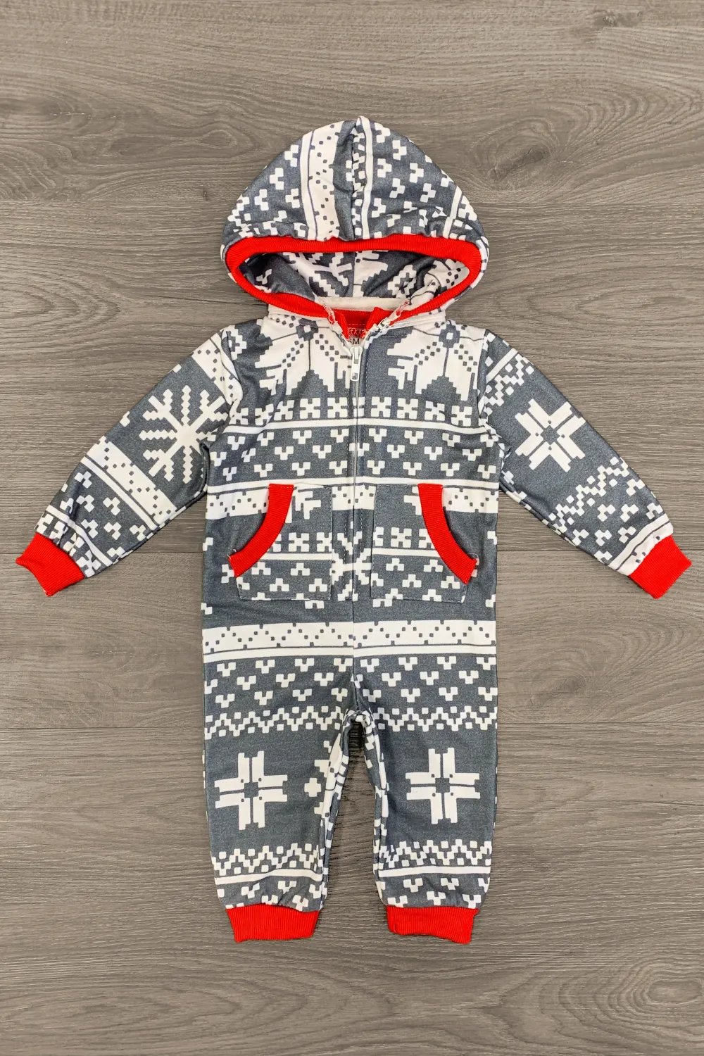 Gray & Red Nordic Onesie Family Pajamas - AND PET BANDANA!