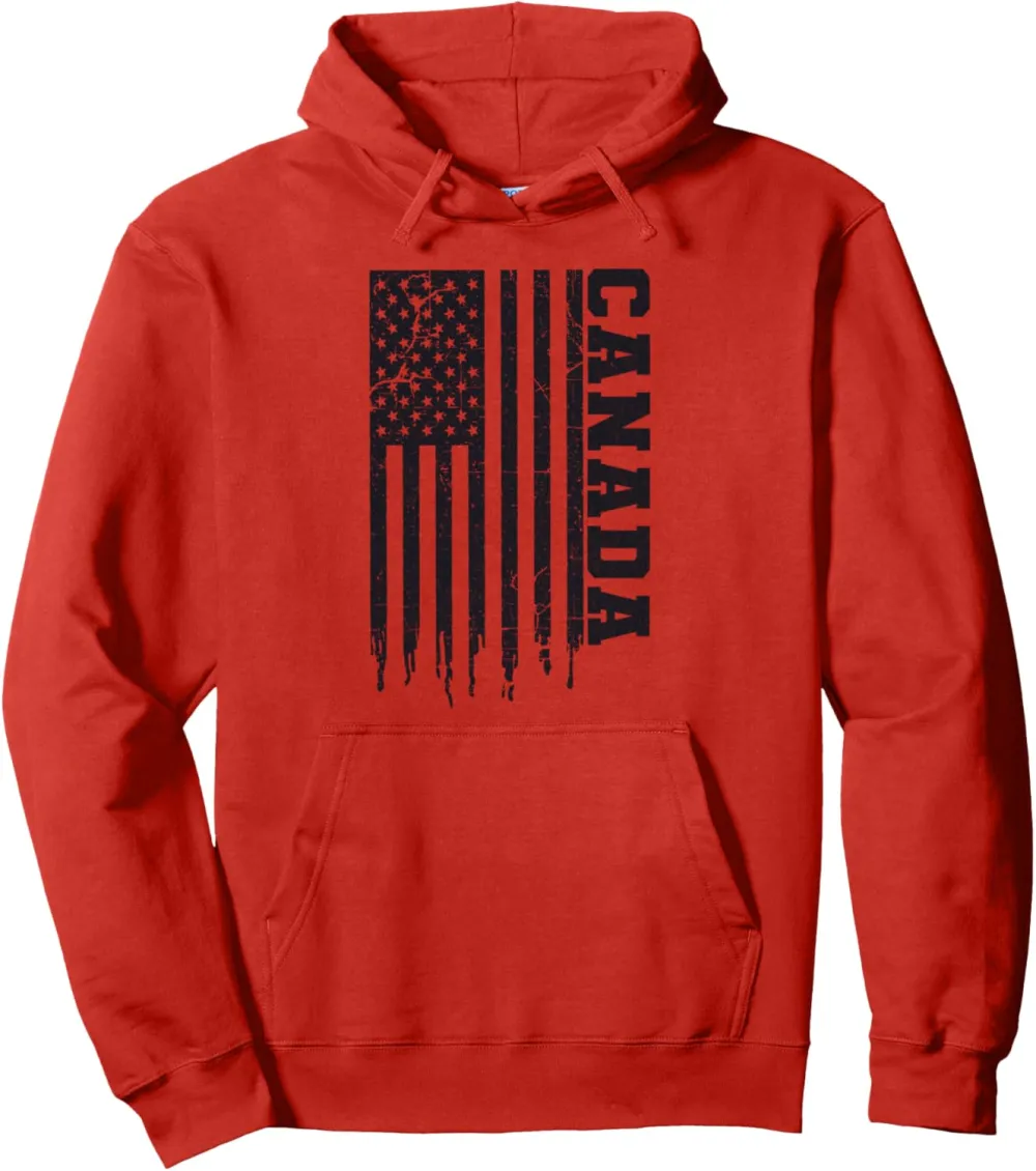 Patriotic Canada 51st State USA Flag Funny Iconic Canada Pullover Hoodie