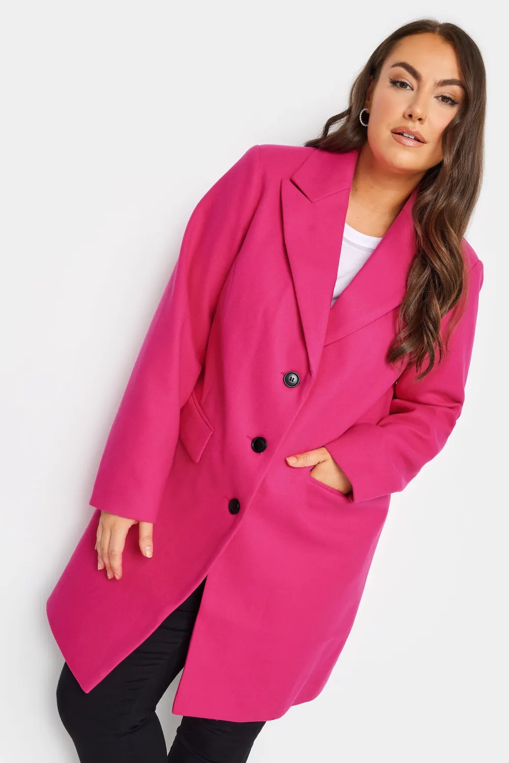 YOURS Curve Pink Midi Formal Coat