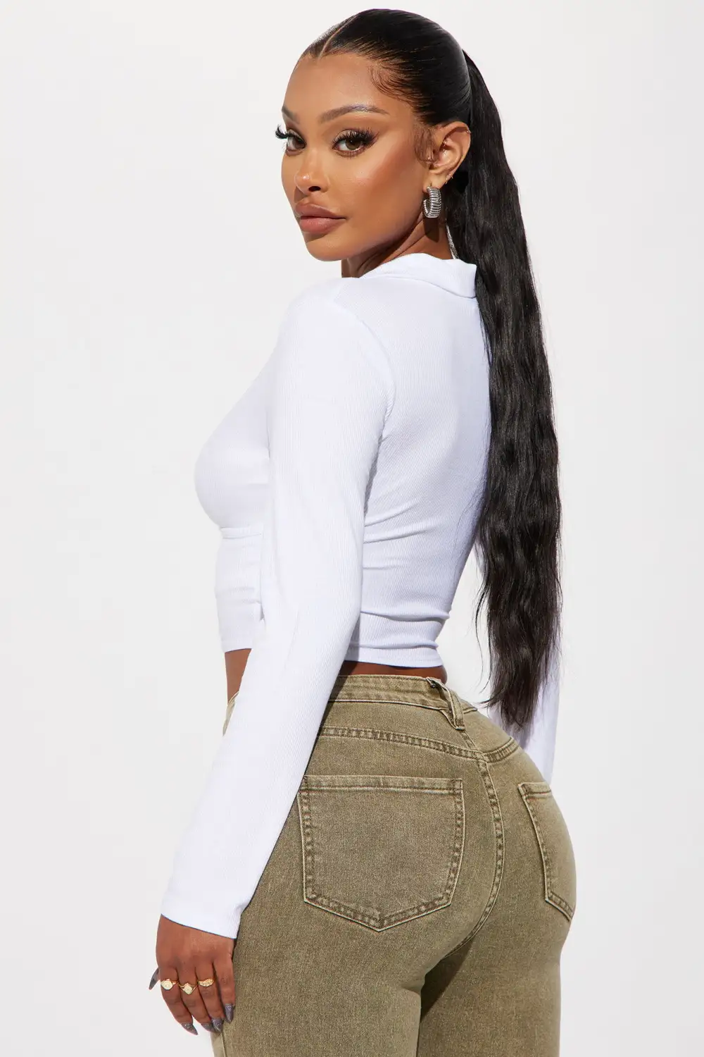 Monica Long Sleeve Wrap Top - White