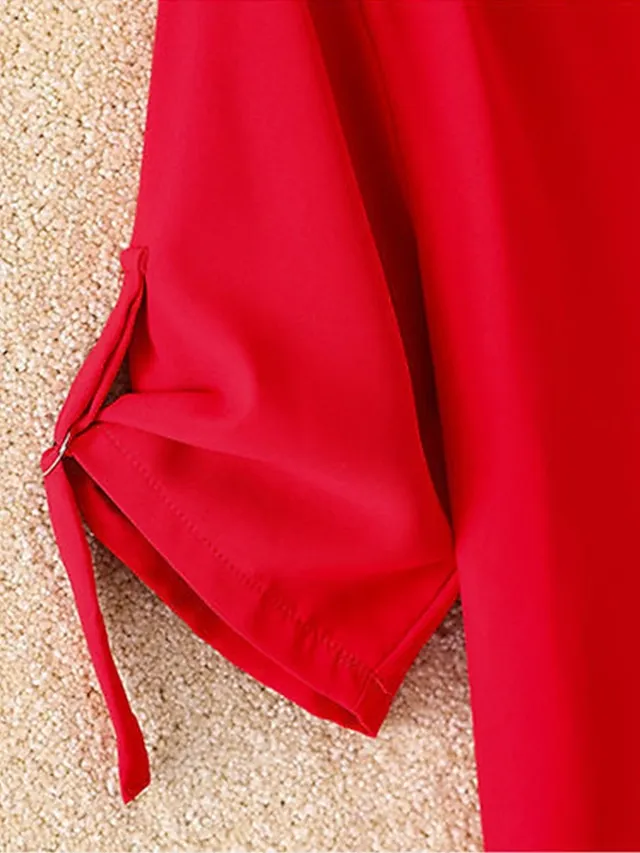 Women's Shirt Blouse Solid Color Black White Yellow Half Sleeve Work Daily Weekend Streetwear Casual Shirt Collar Regular Fit Spring Fall