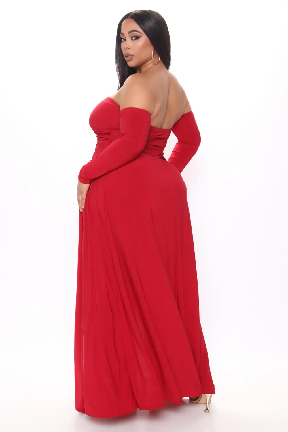 Elegantly Fab Off Shoulder Maxi Dress - Wine