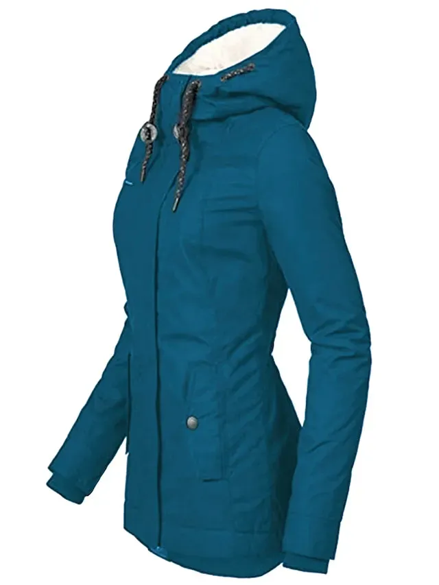 Women's Parka Street Fall Winter Puffer Jacket Coat Windproof Warm 3 in 1 Loose Casual Sports Jacket Long Sleeve Solid Color Zipper Purple Blushing Pink Waterpoof Daily Wear Down Parkas Lined