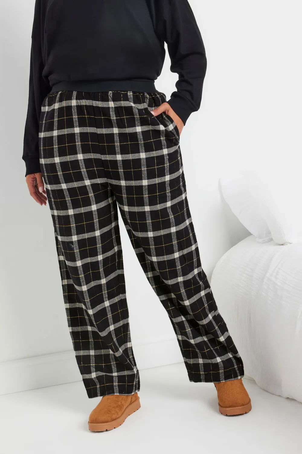 YOURS Curve Red Boyfriend Check Pyjama Bottoms