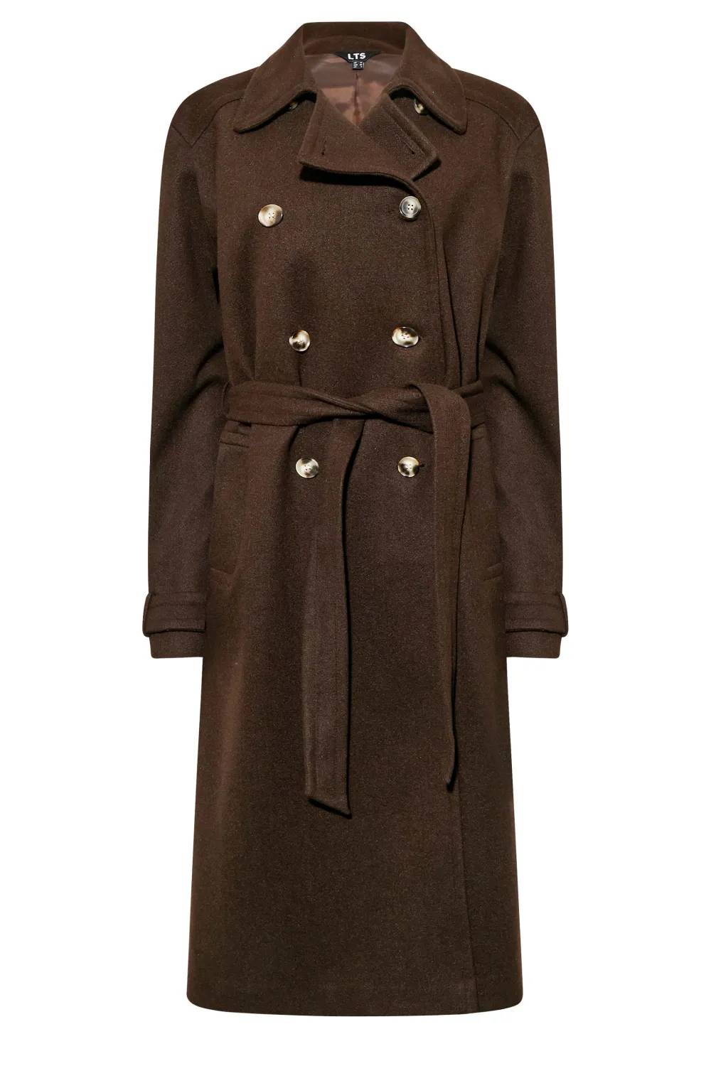 LTS Tall Chocolate Brown Formal Trench Coat