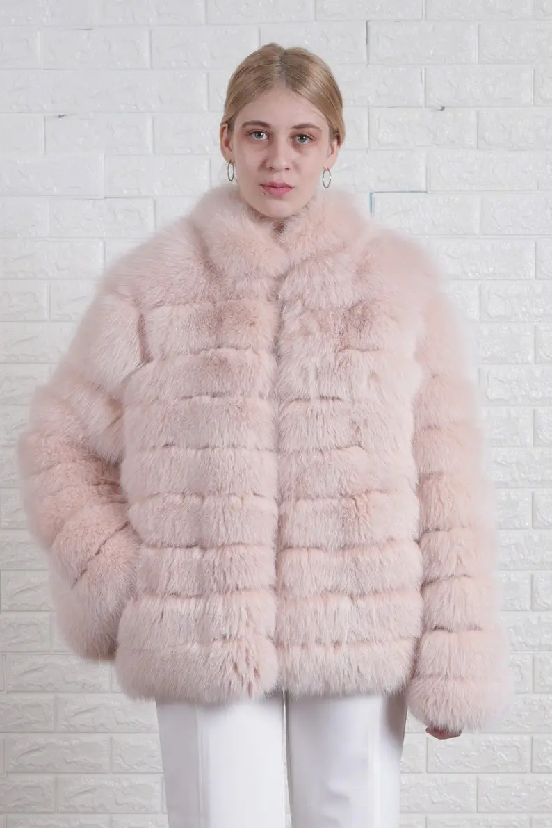 Baby Pink Fox Fur Jacket