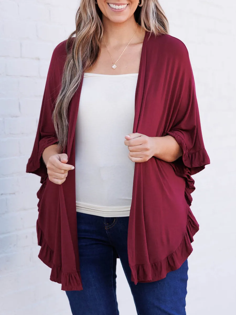 一个分类-Wooden ear edge circular hem cardigan