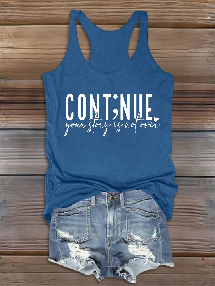 Women'S Round-Neck Sleeveless Vest Continue Prints