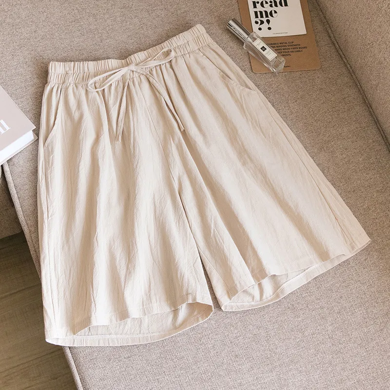 Women's high waist wide leg plus size five-point pants