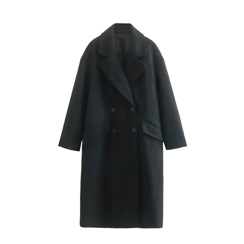 Elegant Solid Double Breasted Lapel Coat