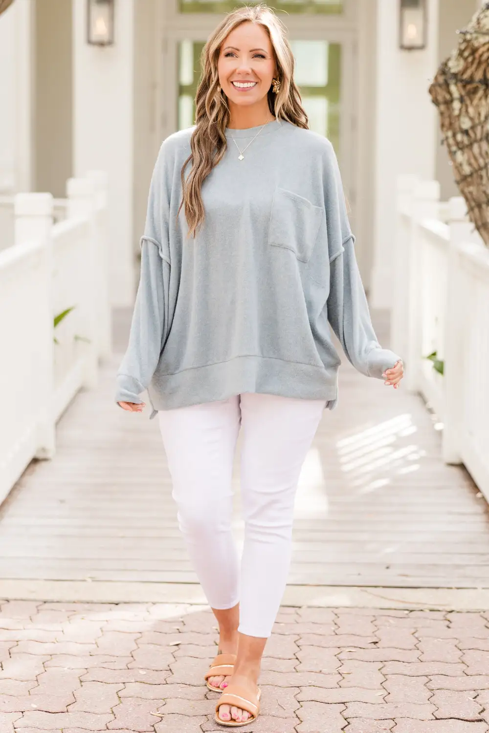 Just Take A Break Sweater, Blue Grey