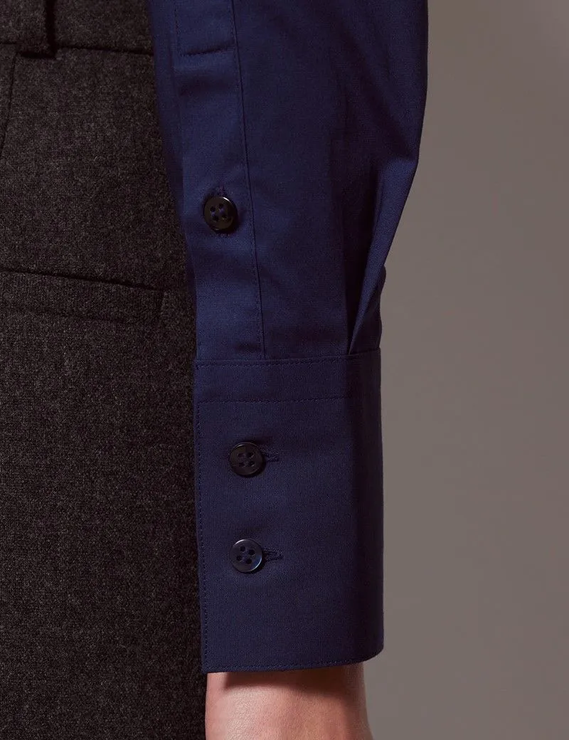 Cotton Stretch Fitted Shirt With Concealed Placket