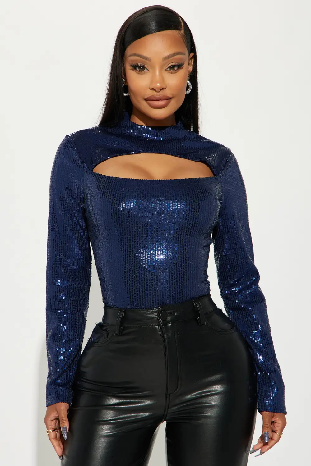 Desired Sequin Bodysuit - Navy