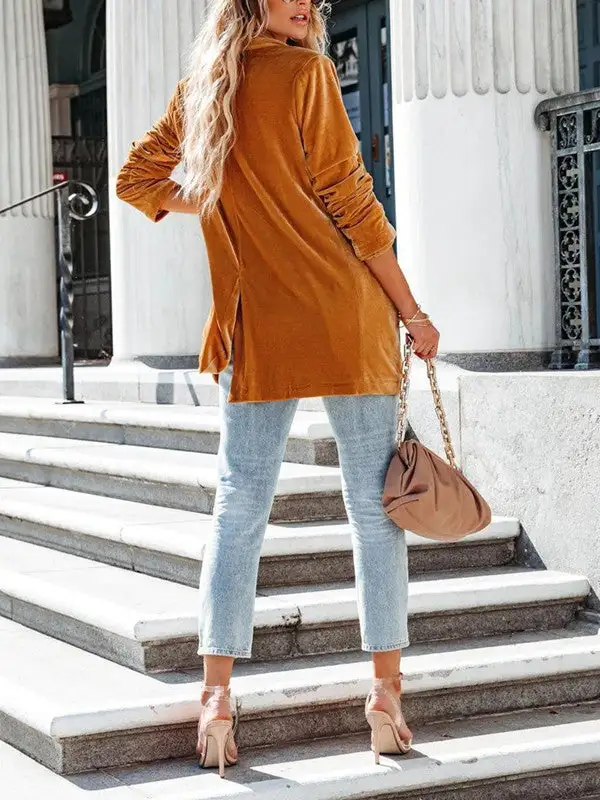 Loose Velvet Stretch Pocket Jacket